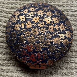Vintage Revlon Floral Niello Decorated Compact Mirror